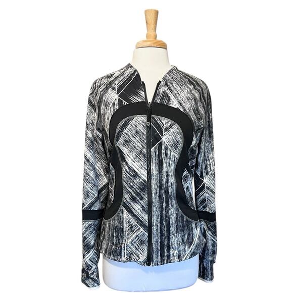 Lululemon Jacket Women's 10 Reversible Find Your Bliss Zip Black Heat Wave Mesh - Picture 1 of 10